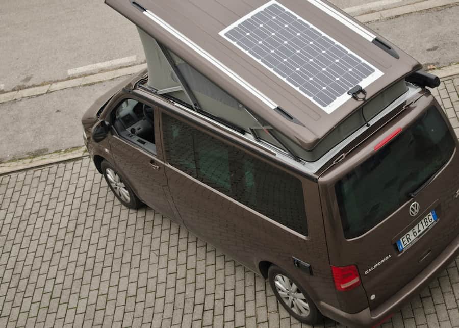 VW California Camping Wohnmobil Solar Photovoltaik Solarpaneel SunPower Solbian begehbar flach dünn leicht aufgeklebt