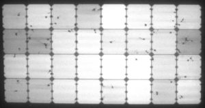 Elektrolumineszenz-Aufnahme des stark belasteten flexiblen Solarmoduls von Solbian
