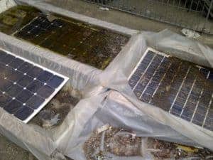 Testbecken für flexible Solarmodule nach dem Winter