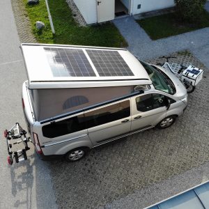 Ford Nugget lifting roof photovoltaic system Solbian solar