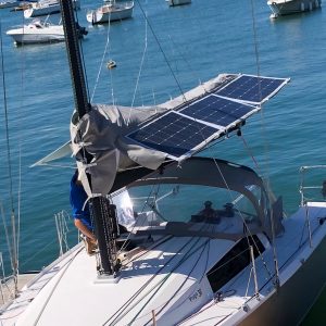 Pogo 30 sailing yacht solar Torqeedo Raymarine electric drive Solbian solar photovoltaic panels