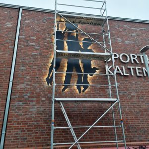 Solbian Solar Sports Center Kaltenmoor Lüneburg photovoltaics wall art sign illumination