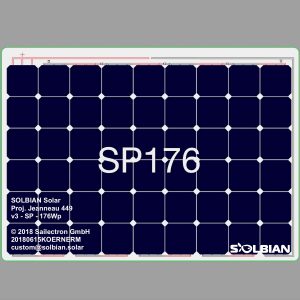 Jeanneau 449 409 Solaranlage begehbar Schiebelukgarage Segelyacht Solbian Solar Zeichnung