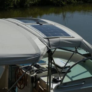 Linssen Dutch Sturdy 320 AC Gold Solbian solar photovoltaic system bimini sprayhood canopy zippers velcro motor yacht boat
