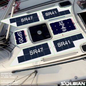Solbian Solar Elan 340 sailing yacht boat solar photovoltaic system walkable black