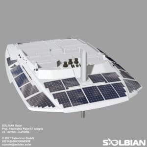Planung Rendering CAD Solbian Solar Fountaine Pajot 67 Alegria KIMATA Solaranlage Photovoltaik autark Katamaran Segelyacht Yacht Charter Luxus Segelkatamaran