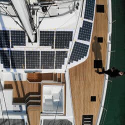 Solbian Solar Fountaine Pajot 67 sailing luxury catamaran yacht boat photovoltaic walkable custom-made bespoke bimini deck KIMATA