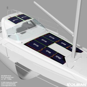 Solbian Solar Sunbeam 46.1 Segelyacht Deck Sprayhood Bimini Solaranlage begehbar Rendering