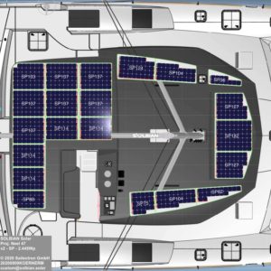 Neel 47 sailing trimaran solbian solar panels modules walkable bespoke boat photovoltaics drawing