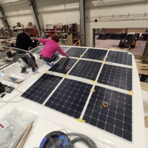 Neel 47 sailing trimaran solbian solar panels modules walkable bespoke boat photovoltaics