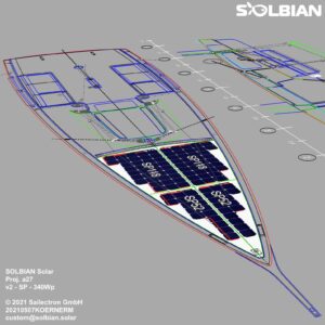 A-Yachts a27 Segelyacht Daysailer Solbian Solar begehbar Solarmodul Solaranlage Deck geklebt Yacht